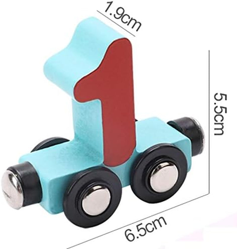 Wooden Trackless Trains Set, Alphabets Numbers Magnetic Train Cars for Children Early Educational (Number Train)