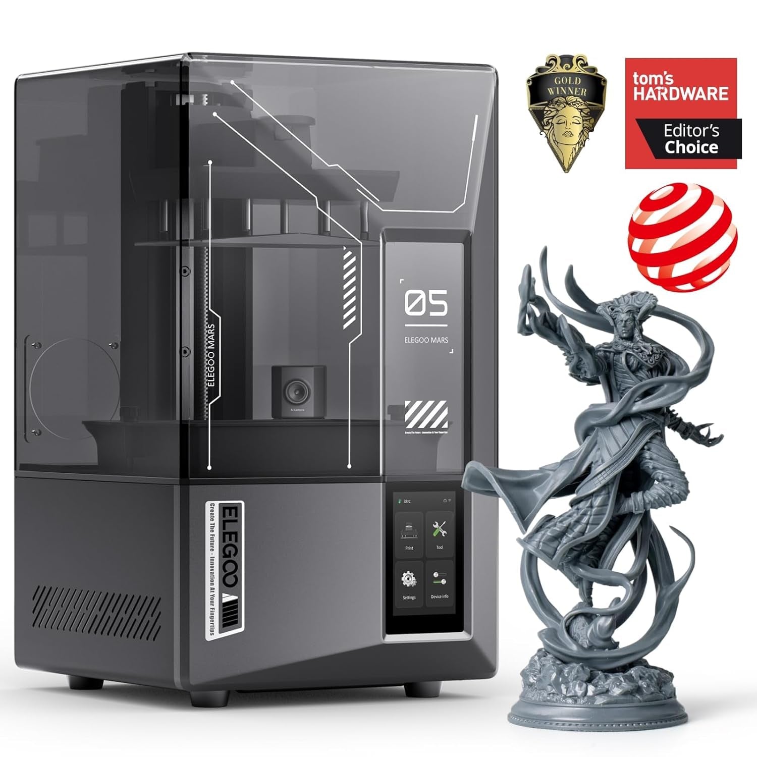 Mars 5 Ultra Resin 3D Printer - 7" 9K Mono LCD, High-Speed Printing at 150mm/h, Smart Automatic Leveling, Intelligent Detection, Wi-Fi Transfer, Print Volume: 6.04 x 3.06 x 6.49 Inches