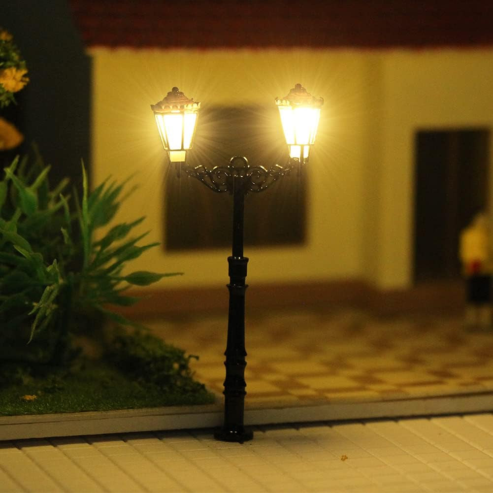 Illuminate Your Model Railroad with the LQS77 3-Piece N Scale LED Street Light Set - Perfect for Realistic Layouts!