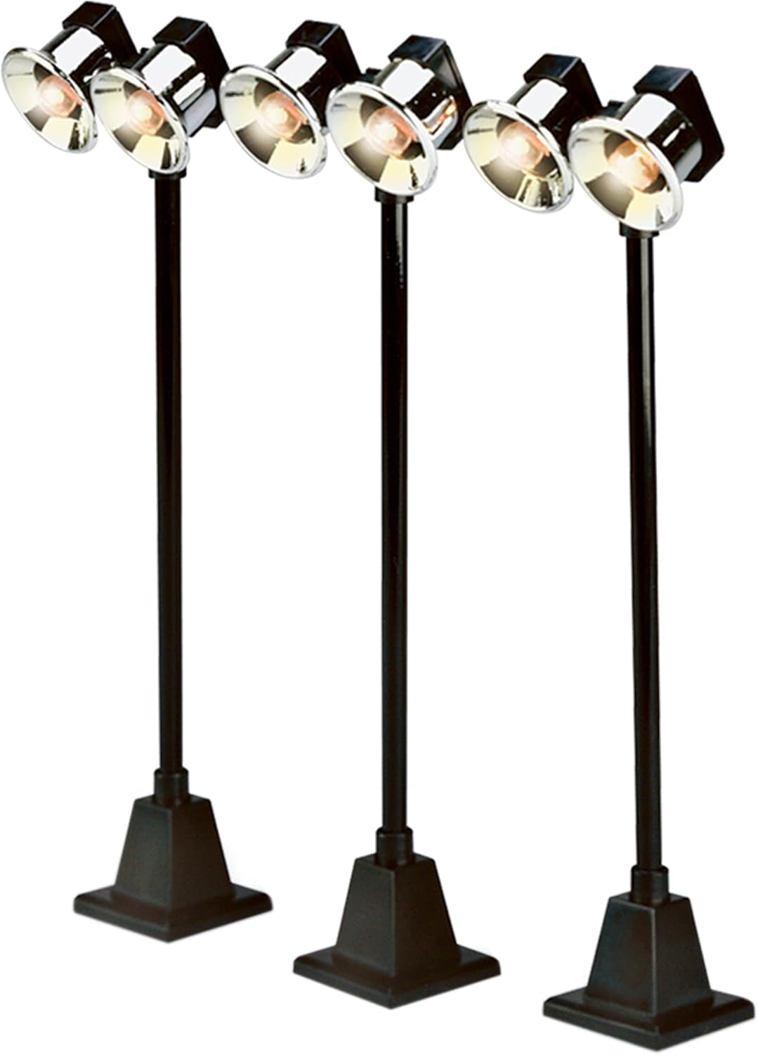 Illuminate Your Model Train Layout with Black #65 Yard Lights - 3-Pack Accessory Set