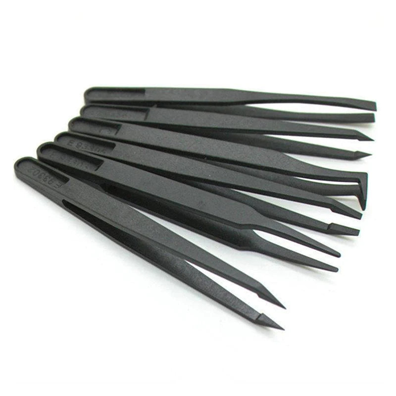 6Pcs Anti-Static Electronic Tweezers Kit ESD Plastic Forceps PCB Repair Hand Tools Set