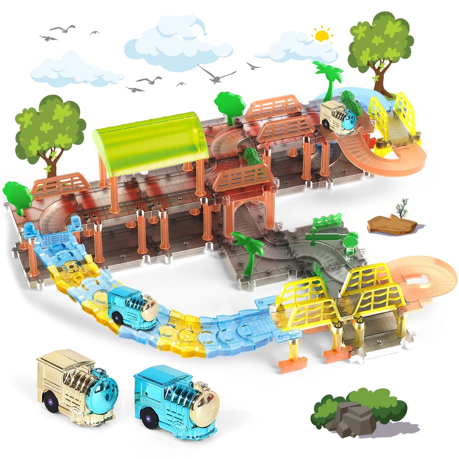 Ultimate Rechargeable Steam Train Set with Tracks, Lights, Sound & Smoke - The Perfect Gift for Kids Aged 2-8!