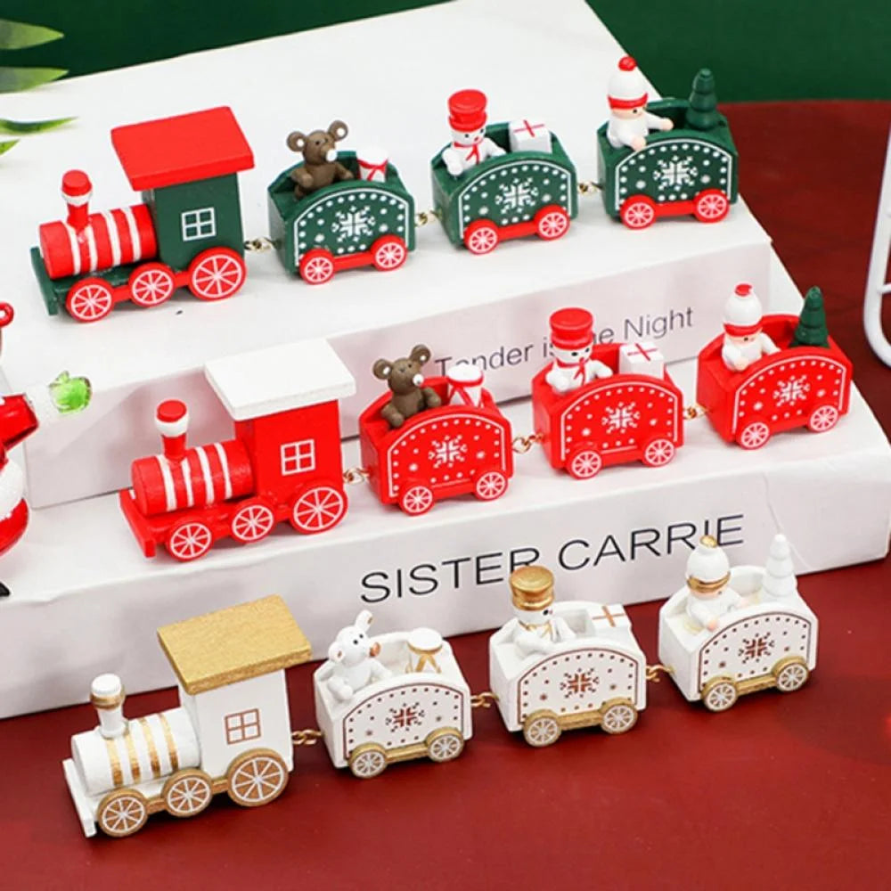 Wooden Christmas Train with Snowman, Mini Train Decor for Christmas Party, Christmas Train Ornament Toys for Kids Gift Home Decoration