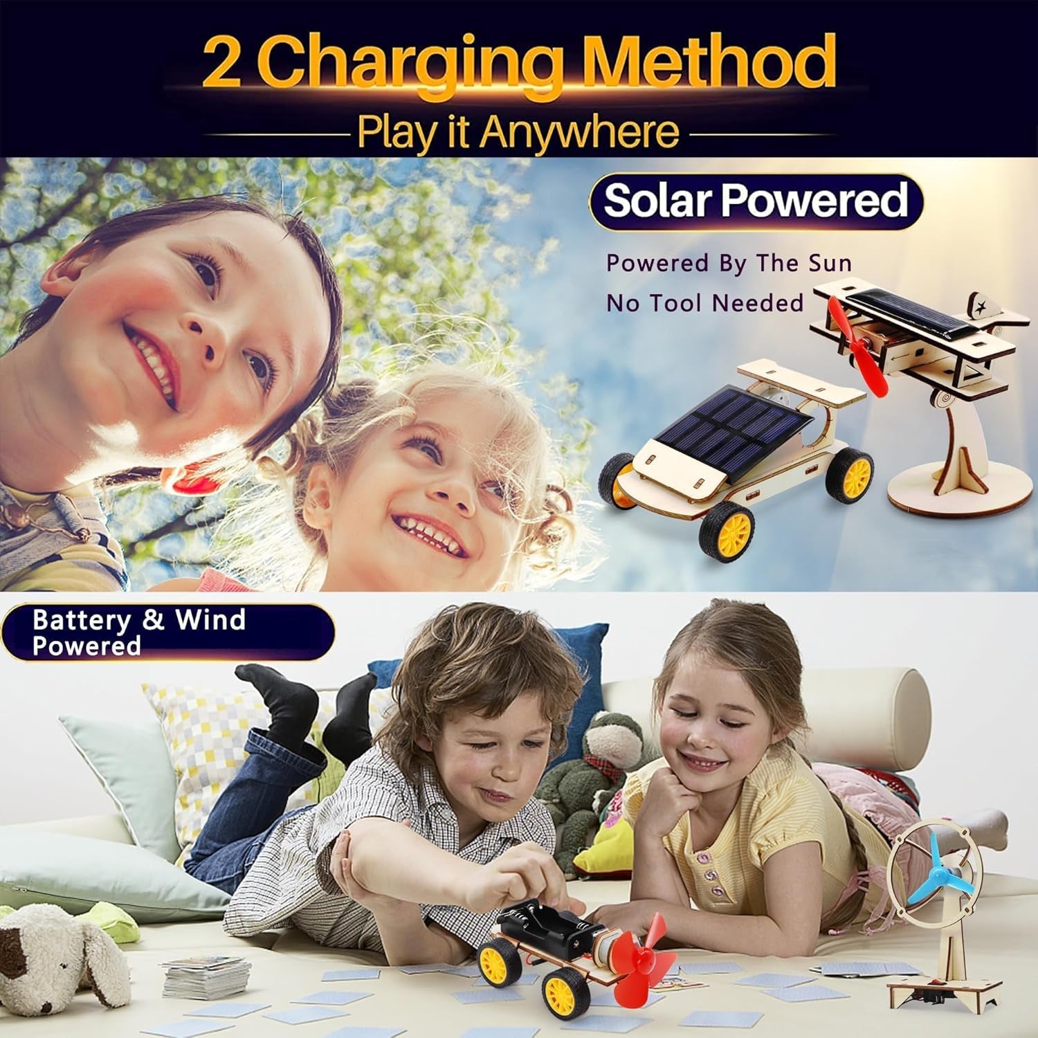 STEM Educational Kits for Children Ages 8-14, Engineering and Science Project Toys, Solar Car Building Sets, Ideal Gifts for Boys Aged 8-12