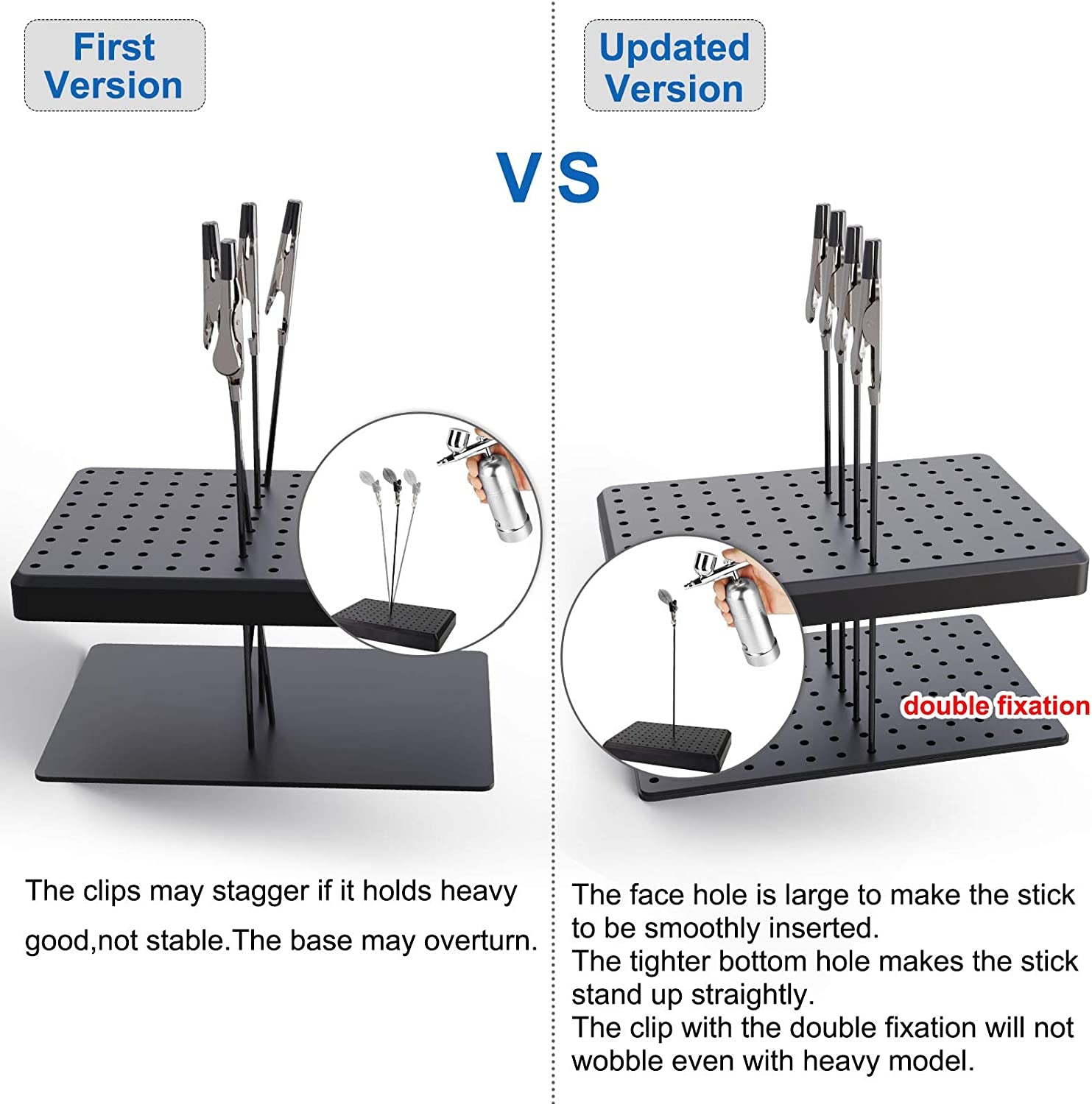 GJJC09B 1PC Painting Stand Base and 20PCS Alligator Clip Stick Set Modeling Tools for Airbrush Hobby Model Parts New