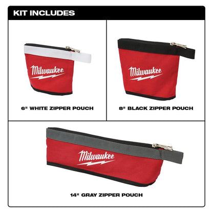 14 In., 12 In., 8 In. and 6 In. Multi-Size Zipper Tool Bags in Red (4-Pack)