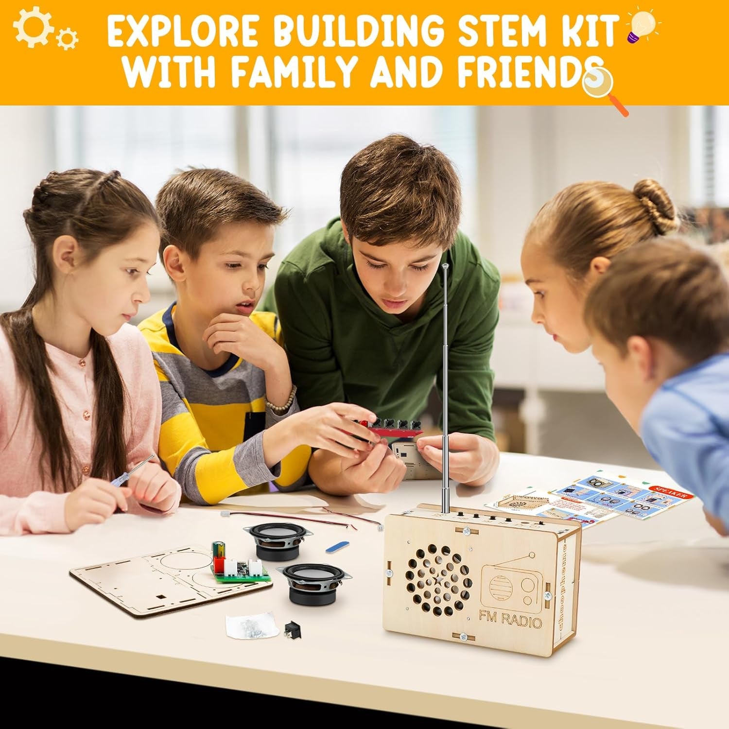 STEM Electronics Kit for Ages 8-14: Build Your Own Bluetooth Speaker and FM Radio - Ideal Science Projects and Experiments for Boys and Girls