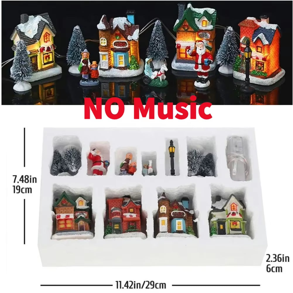 Illuminated Rotating Winter Scene Musical Box with Figurines - 6.3-Inch Holiday Decor for Children, Ideal for Bookshelves and Restaurants