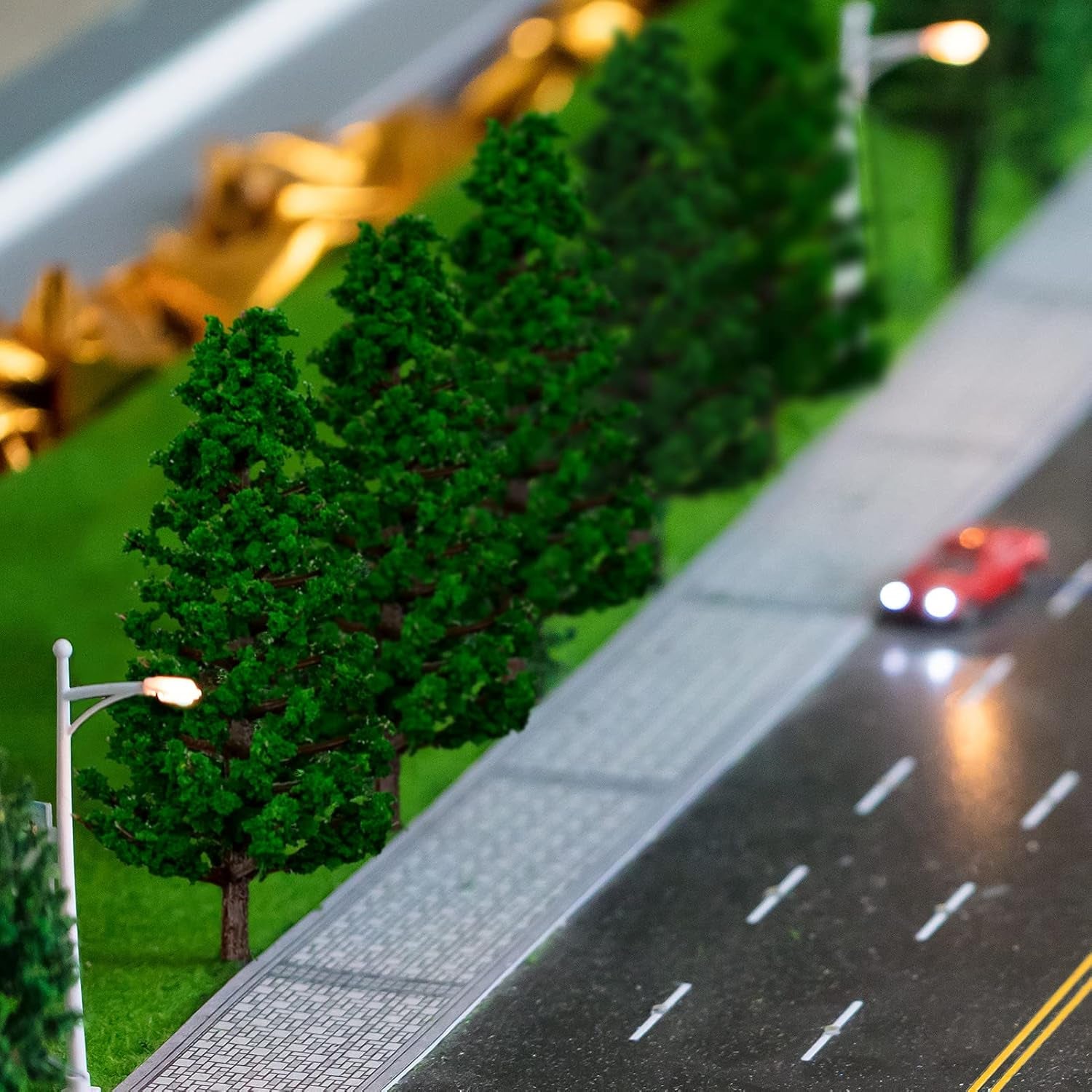 16-Piece N Scale Model Pine Tree Set for Scenic Landscapes, Mixed Sizes (1.4''-6.3''), Ideal for Crafts, Dioramas, and Cake Toppers