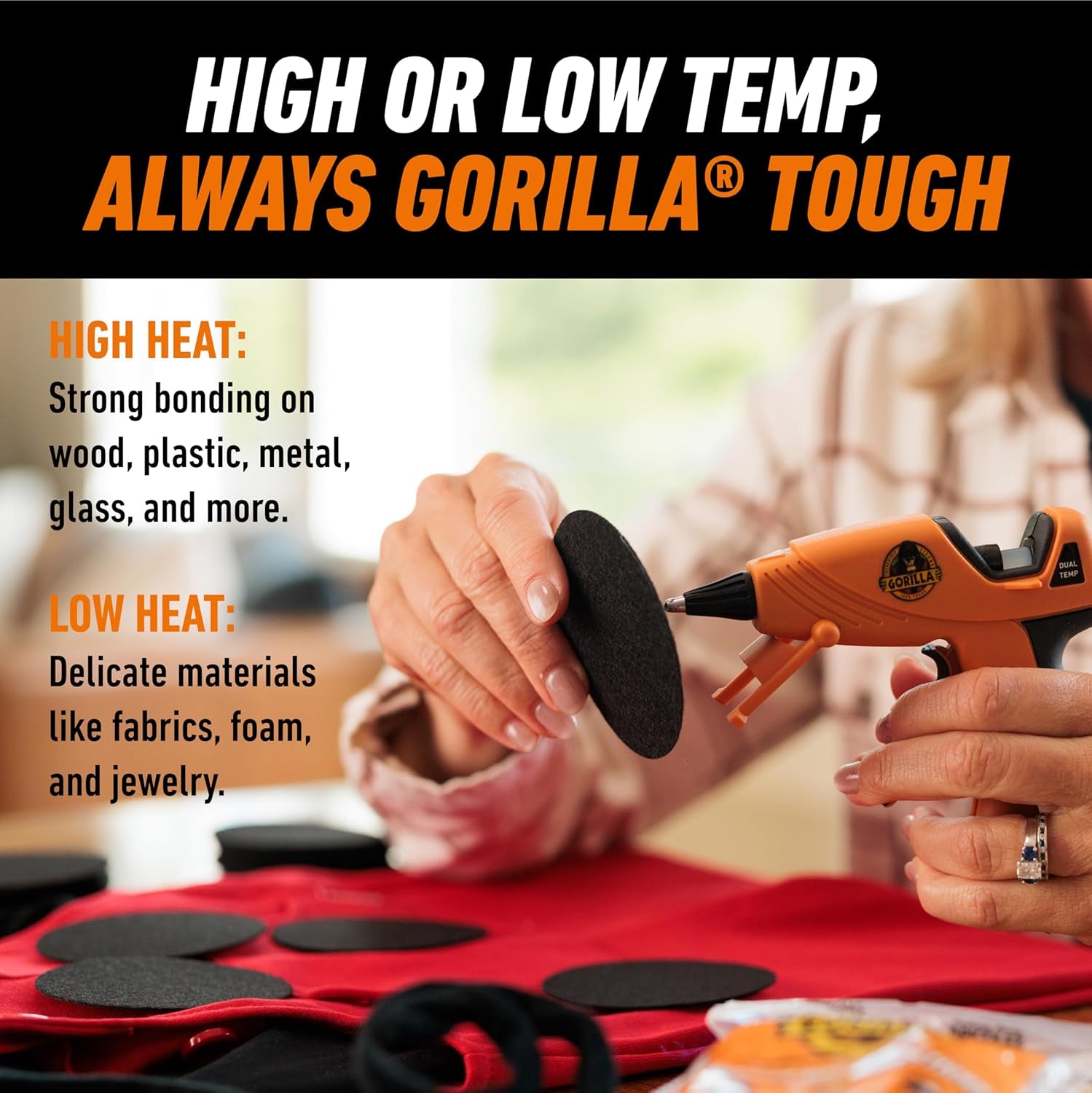 Gorilla Mini Hot Glue Gun Kit - Includes 1 Mini Hot Glue Gun and 30 Glue Sticks, Dual Temperature, Precision Nozzle, Easy Squeeze Trigger