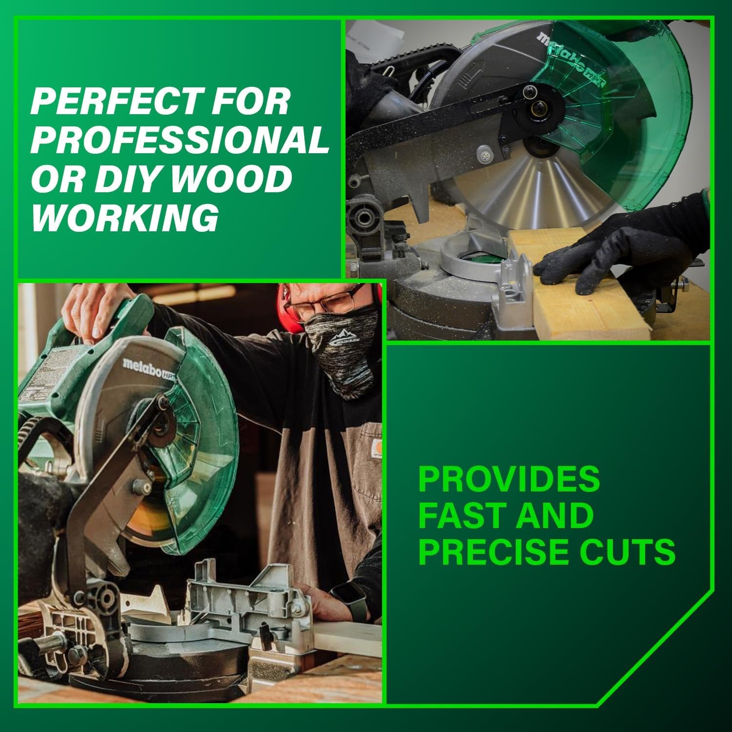 10-Inch Compound Miter Saw with 15-Amp Motor, Precision Miter Angles, Single Bevel 0-45°, 24T TCT Blade, Positive Stops, Lightweight Design, Model C10FCGS