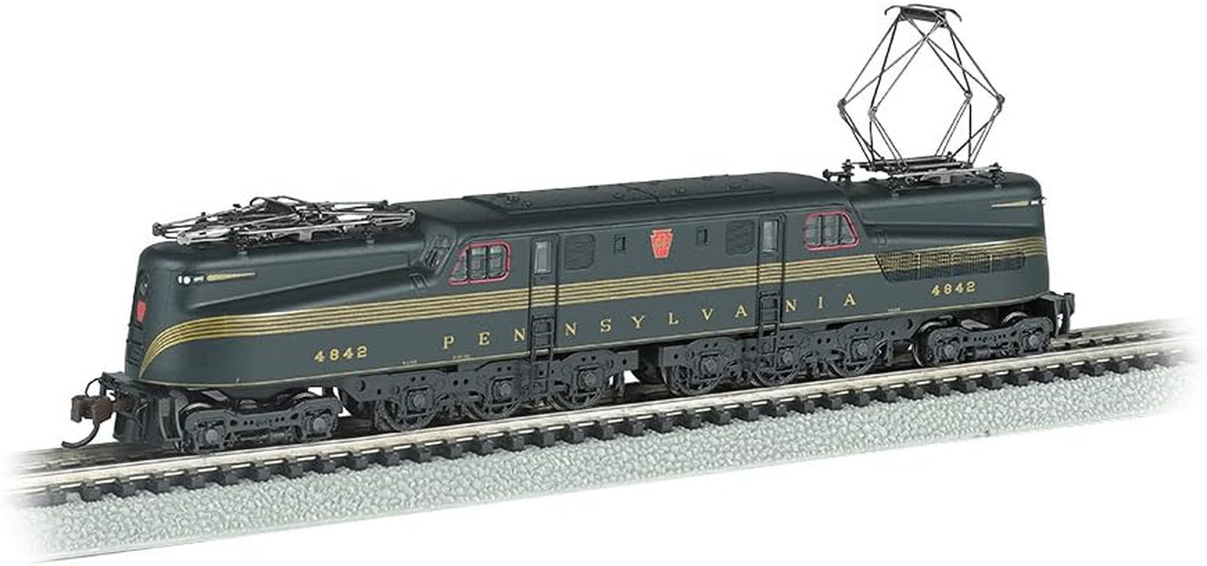 Bachmann Industries GG1 DCC Ready Electric Locomotive PRR #4842 N-Scale, Brunswick Green with Five Stripes