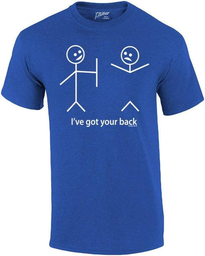 Humorous Short Sleeve T-Shirt Featuring Stick Figures and Witty Phrases