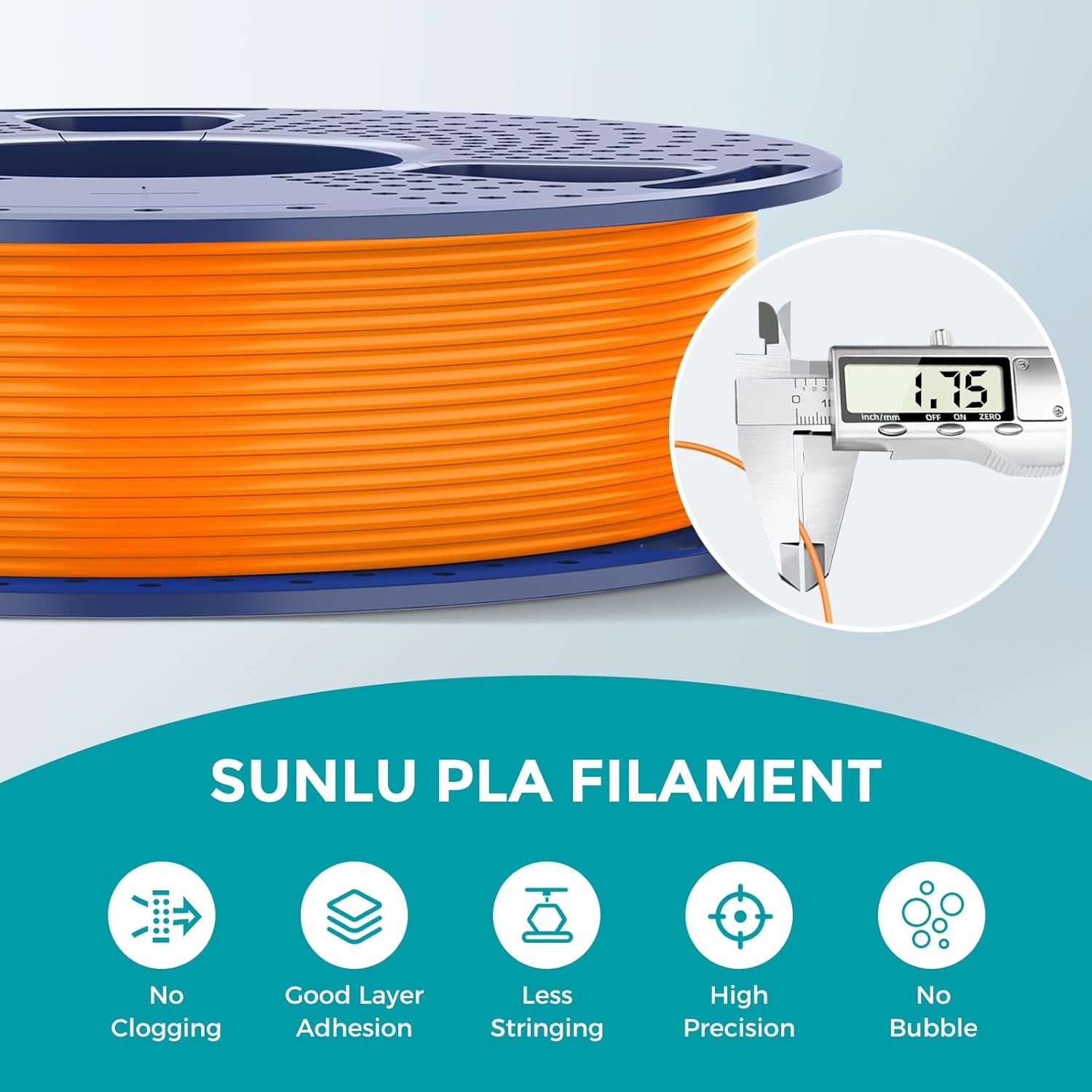 250g PLA Filament Bundle (1.75mm) - SUNLU 3D Printer Filament, Neatly Wound and Individually Vacuum Packed, 250g Spool, 8 Colors: White, Red, Orange, Yellow, Green, Blue, Cyan, Purple