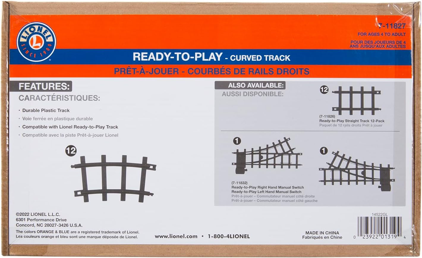 Lionel 12-Piece Curved Black Plastic Track Set for Ready-to-Play Trains