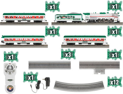 Lionel Bluetooth HO Gauge Christmas Cheer Passenger Model Train Set with Remote Control