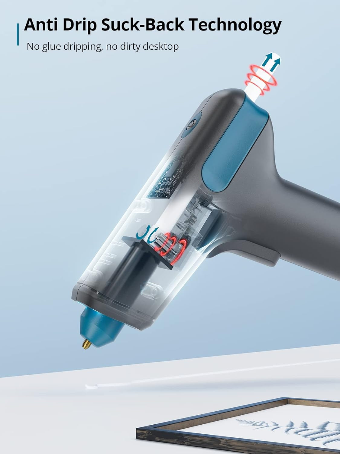 Tilswall Cordless Hot Glue Gun with 20 Glue Sticks, Fast Preheat, Continuous Dispensing, Auto Shut-Off, and USB-C Rechargeable Battery for DIY Crafting and Home Repair