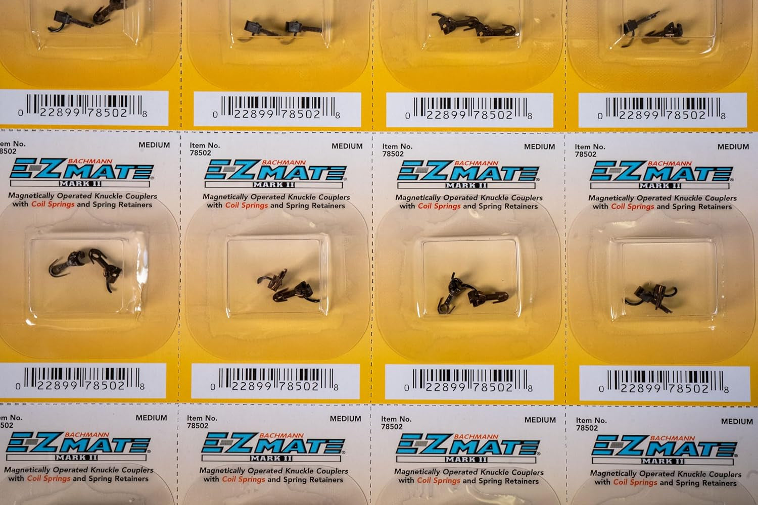 Bachmann Trains E-Z Mate Mark II Magnetic Knuckle Couplers with Metal Coil Spring - Medium (12 Pairs) - N Scale