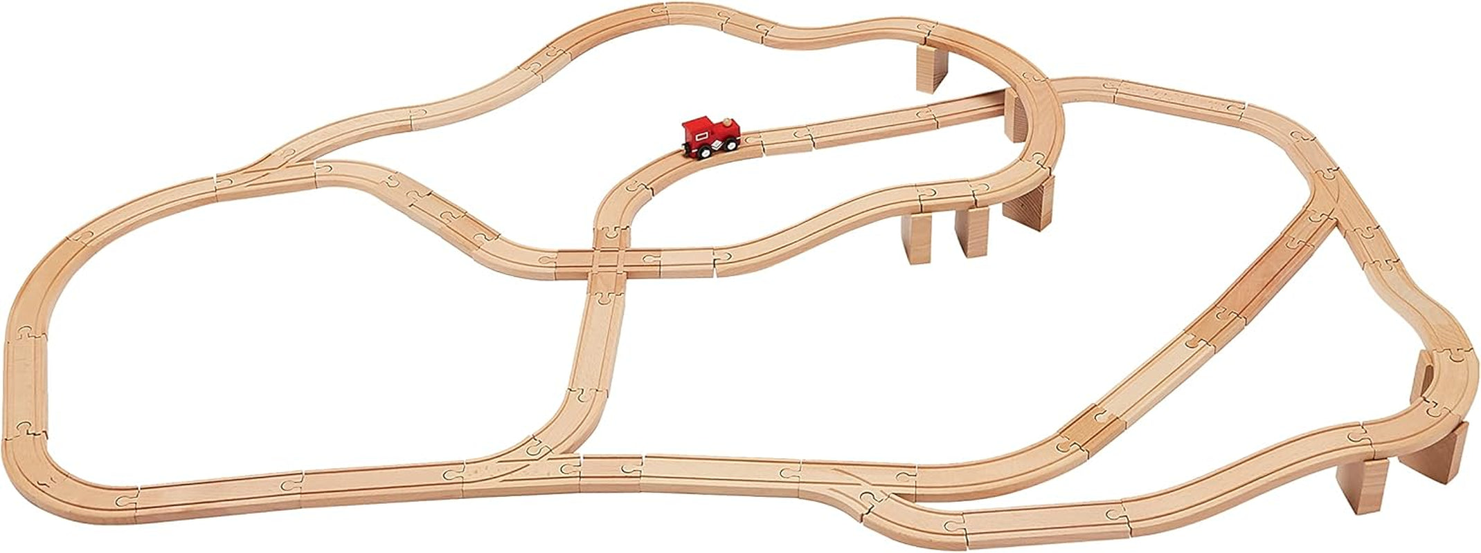 Build Your Imagination with the Amazon Basics 65-Piece Wooden Train Set - Perfect for Young Engineers Ages 3 and Up
