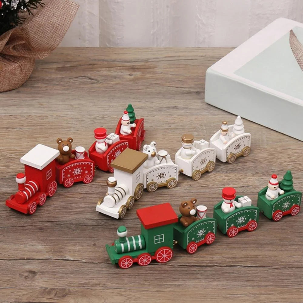 Wooden Christmas Train with Snowman, Mini Train Decor for Christmas Party, Christmas Train Ornament Toys for Kids Gift Home Decoration