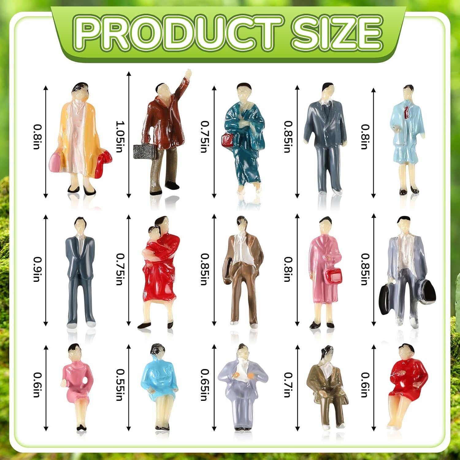 Hungdao 50-Piece 1:87 HO Scale Miniature People Figurines - Painted Figures for Park and Street Scenes