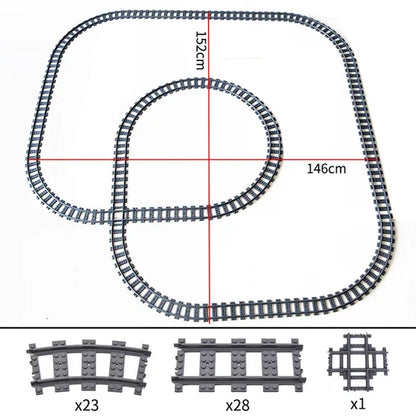 50Pcs/Lot City Trains Train Track Rail Straight Rails Technical Building Blocks Set Bricks Model Kids Classic Toys for Children