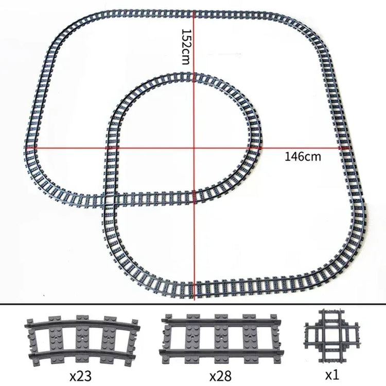 Set of 50 straight train track rails for kids&