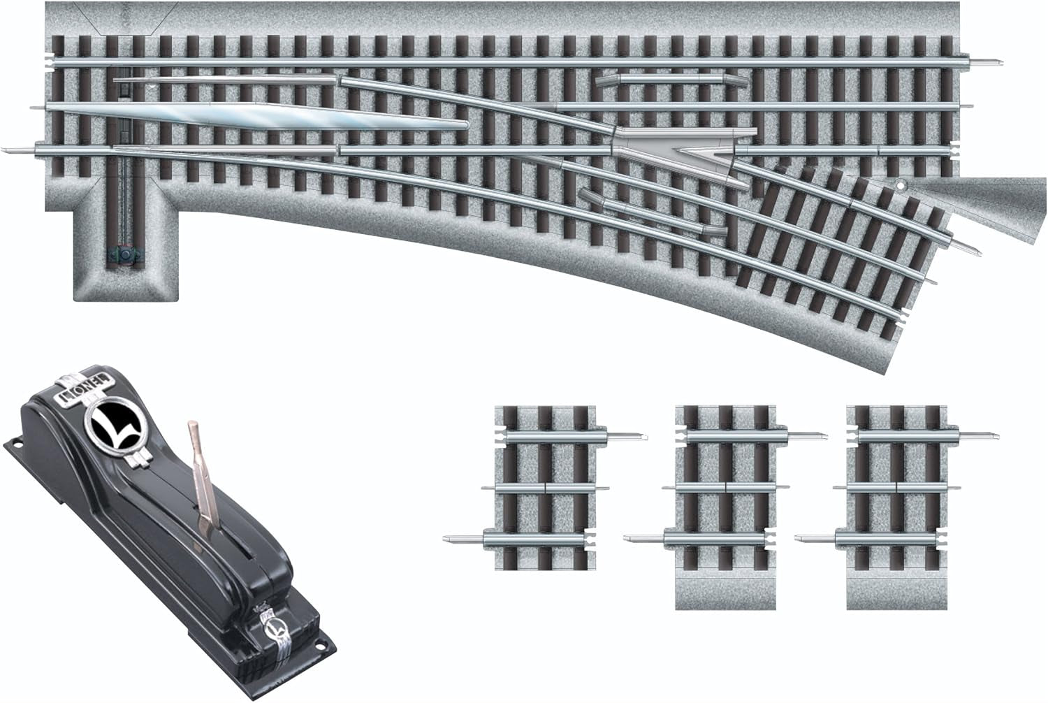 Fastrack 036 Manual Switch, Electric O Gauge, Left Hand, for 14 Years Old and Up