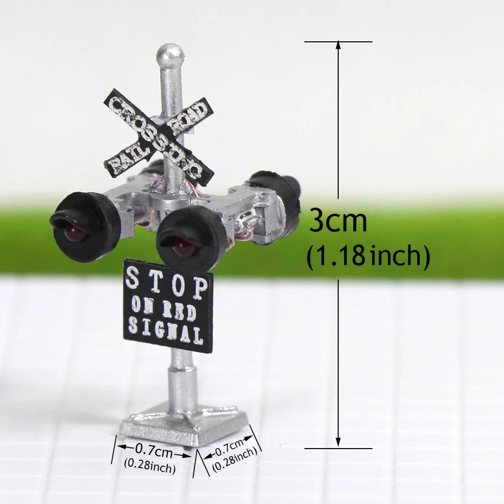 Enhance Your Model Railroad with 2Pcs N Scale LED Crossing Signals - Stop on Red Traffic Block Signal (1:160 Scale)