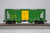 HO scale MKT PS-2 two bay covered hopper model train by BYMRR with detailed late version design.