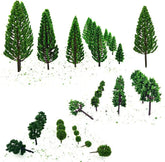 Miniature trees and bushes set for dioramas and scenic models, featuring woodland and railroad landscape elements by SaktopDeco