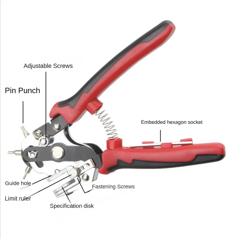 Multi-Function Adjustable Punching Pliers for Leathercraft Aluminiumblech Cloth Paper Eyelet Puncher Hole Positioning Hand Tools
