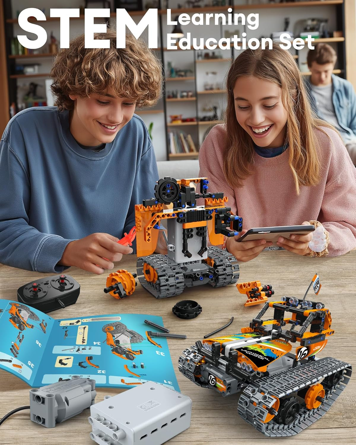 5-in-1 STEM Remote Control Building Kit - 392-Piece Erector Set for Ages 8-12, Educational DIY Projects for Building Tanks, Robots, and Vehicles - Ideal Gift for Boys and Girls Ages 6-11