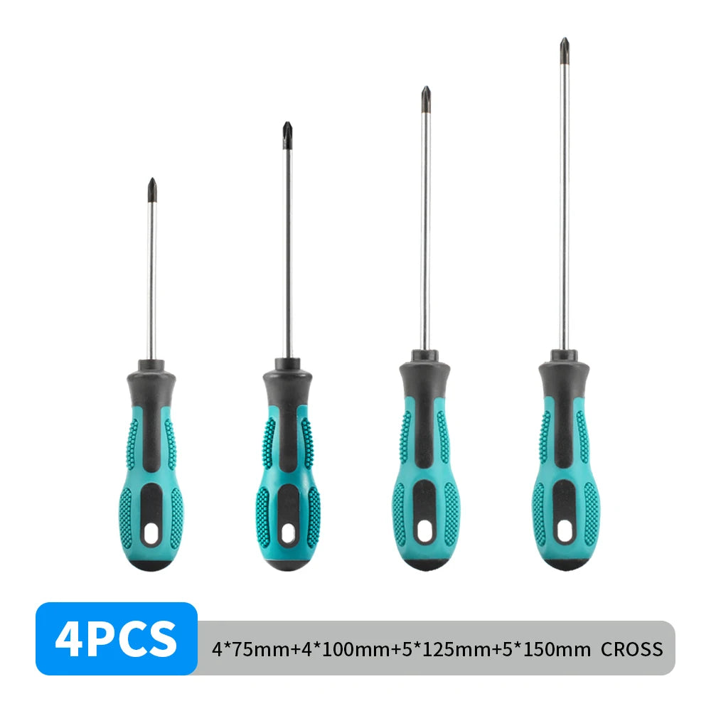 4PCS Multipurpose Handle Screwdrivers Set Electrician Insulated Security Repair Hand Tools Cross/Straight Type Screw Driver