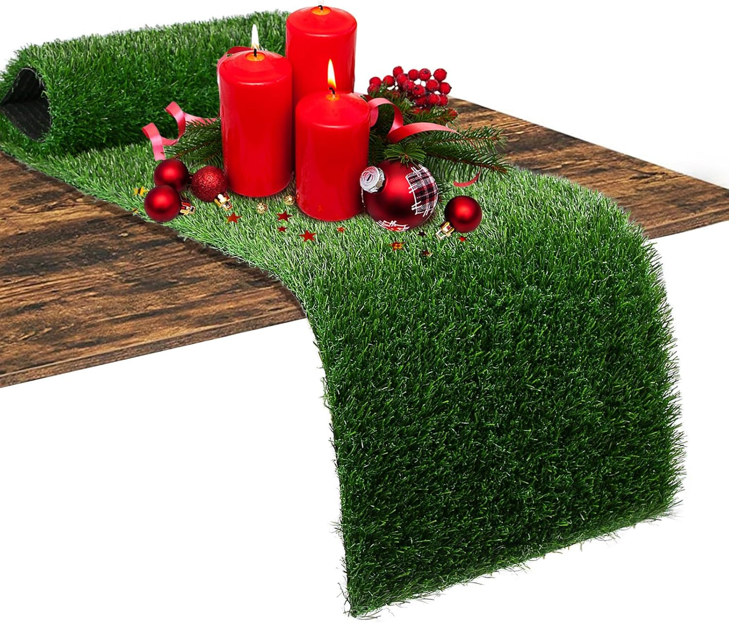 XLX TURF Green Christmas Artificial Grass Table Runner - 12 x 36 Inches for Mantle, Football, Golf Party Decorations, and Centerpieces for Weddings and Baby Showers