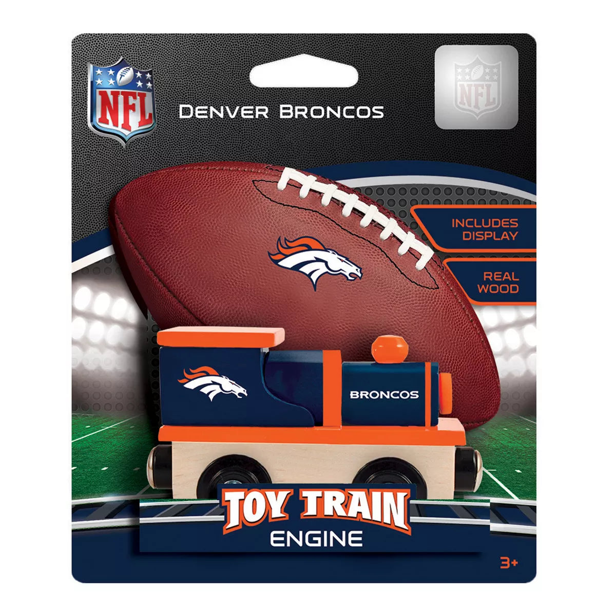Masterpieces Officially Licensed NFL Denver Broncos Wooden Toy Train Engine for Kids