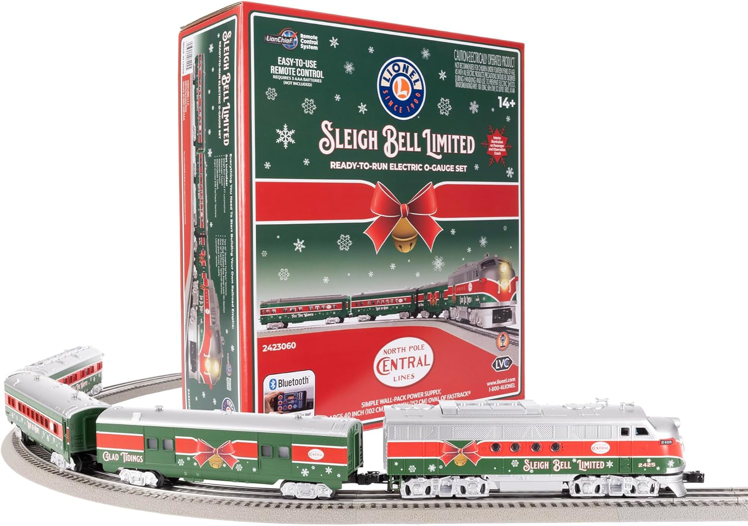 Lionel Limited Edition Sleigh Bell Passenger Lionchief 5.0 Electric O Gauge Train Set with Bluetooth and Remote Control