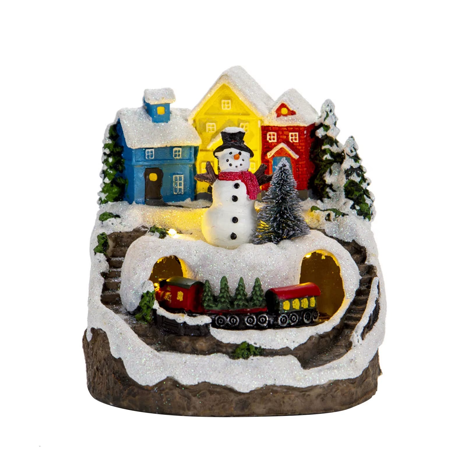 LED Lighted Music-Themed Resin Christmas Village Figurines with Rotating Statues for Holiday Home Decor and Gifting