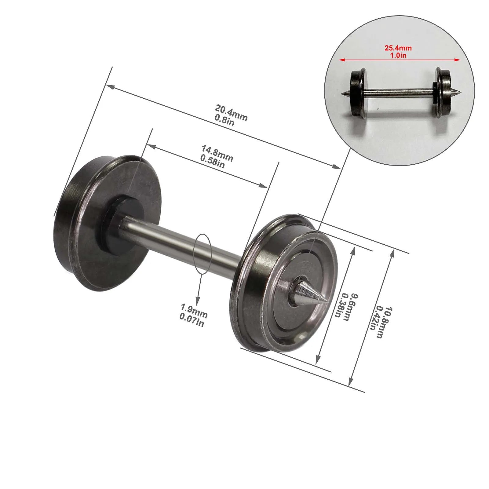 12Pcs/24Pcs Model Trains HO Scale 1:87 33" DC Metal Wheelset DC Wheel Set C8725