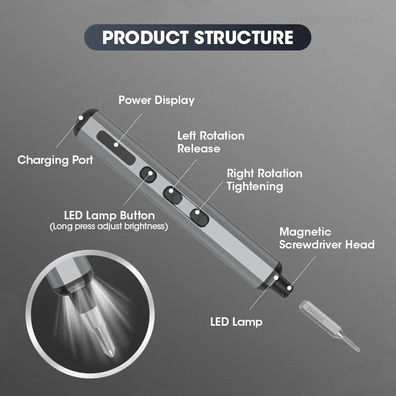 Youpin Wireless Electric Screwdriver Set Multifunctional Household Mini Hand Tools with LED Lights Kit Rechargeable Screwdriver