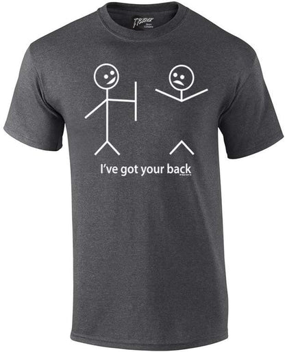Humorous Short Sleeve T-Shirt Featuring Stick Figures and Witty Phrases