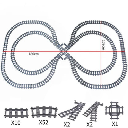 50Pcs/Lot City Trains Train Track Rail Straight Rails Technical Building Blocks Set Bricks Model Kids Classic Toys for Children