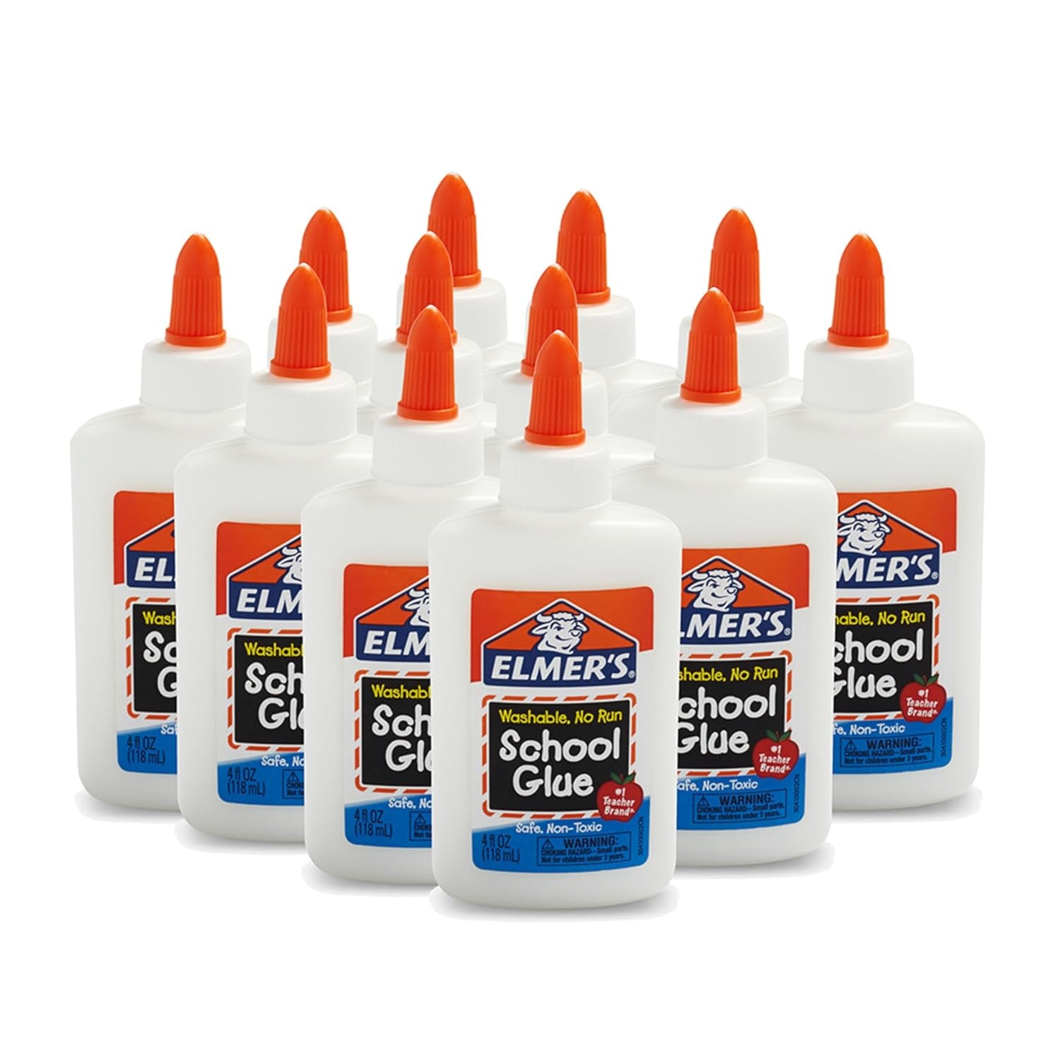 Elmer's Liquid School Glue - Non-Toxic, Washable White Glue for Slime and Crafting, 4 Ounces Each, 12 Count - Perfect for Classroom, Home, and Office Use