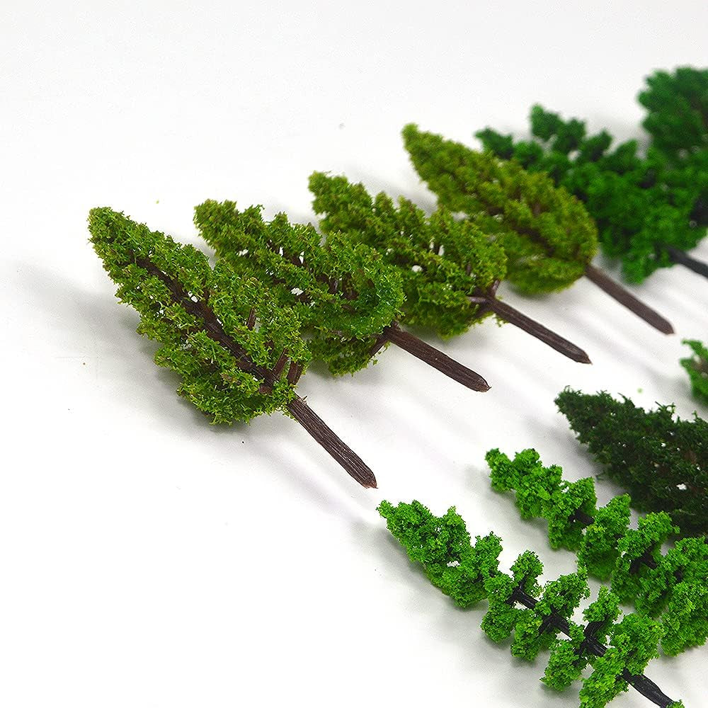 70-Piece Miniature Tree Set for Train Scenery and Diorama Landscaping - Artificial Wargame and Railroad Model Trees