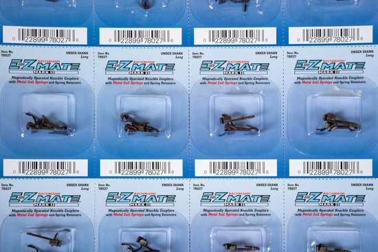 E-Z Mate Mark II Magnetic Knuckle Couplers with Metal Coil Spring - Long Under Shank (12 Pairs/Card) - HO Scale