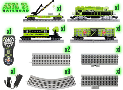 Lionel Area 51 UFO Recovery Bluetooth Lionchief Electric O Gauge Freight Train Set with Remote Control
