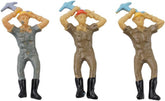 O scale 1:48 railway worker figures set by BYMRR Train Store, 12 painted plastic models in various poses for model train layouts.