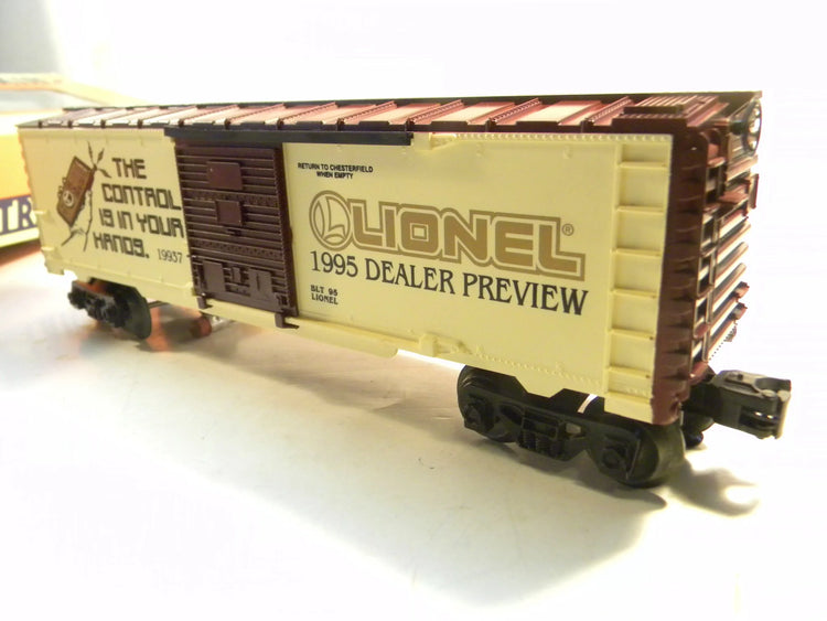 Mint condition BYMRR Train Store 1995 Toy Fair Box Car in original packaging, detailed view of this collectible model train car.