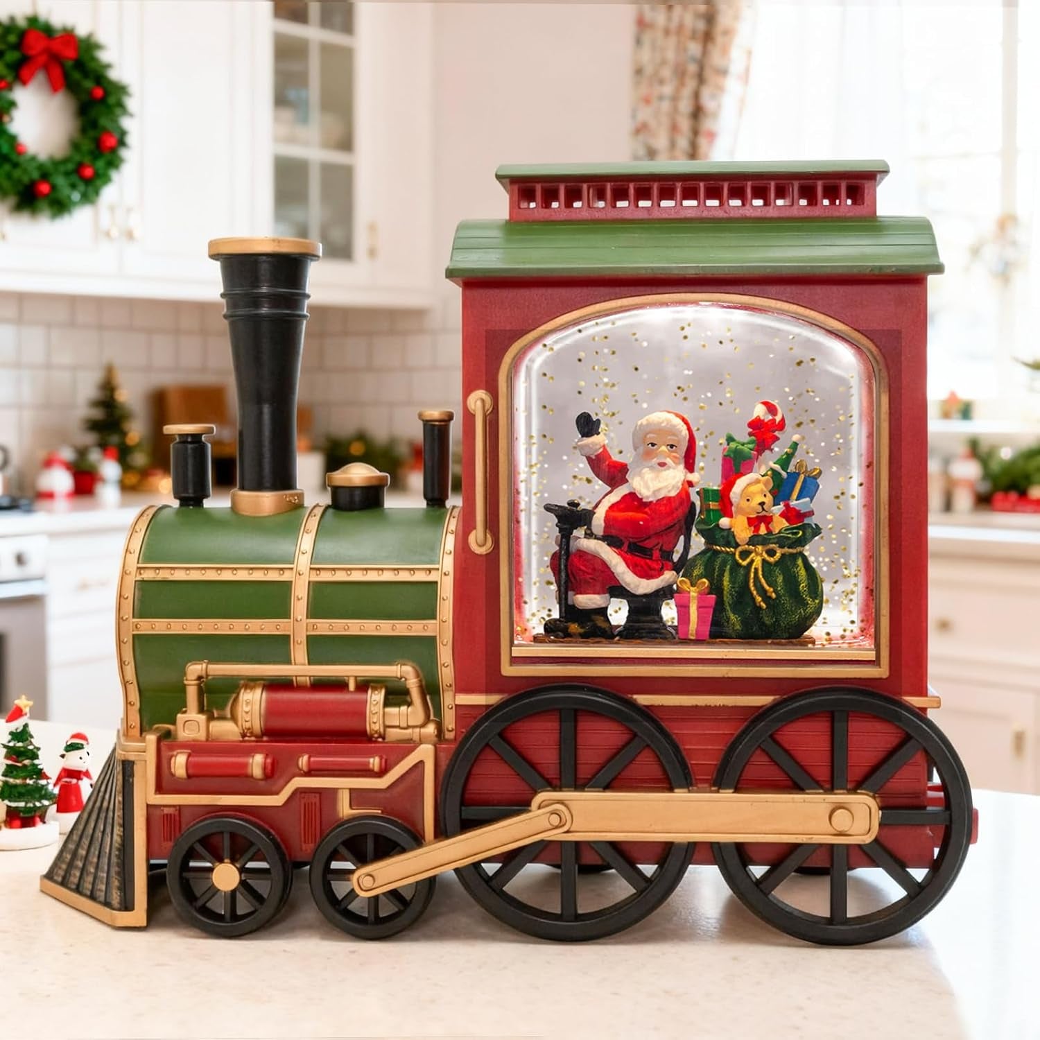 Electric Christmas Snow Globe Lantern with Music & Timer