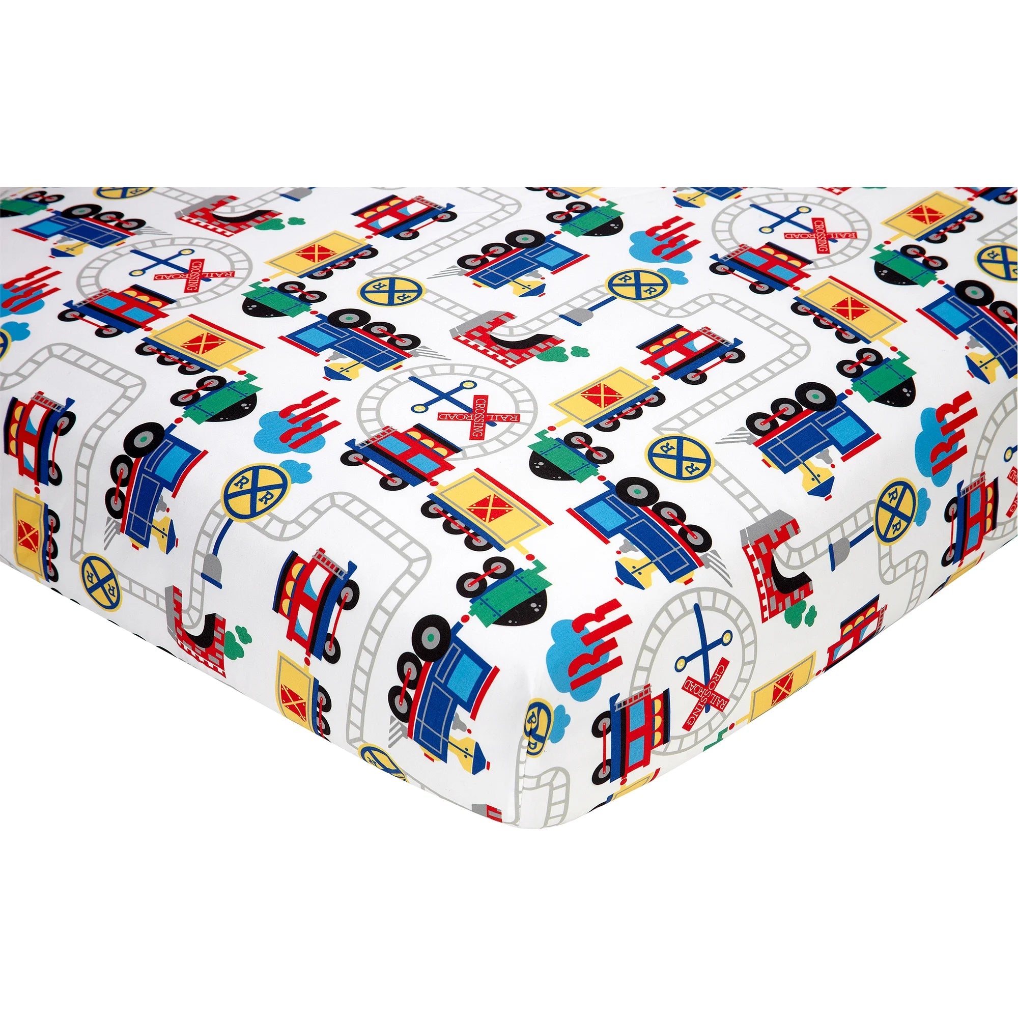 Trains 4-Piece Toddler Bedding Set for Boys: Comforter, Pillowcase, Top Sheet, and Fitted Sheet